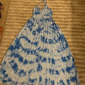 Tie Dye Print Maxi Dress, Large